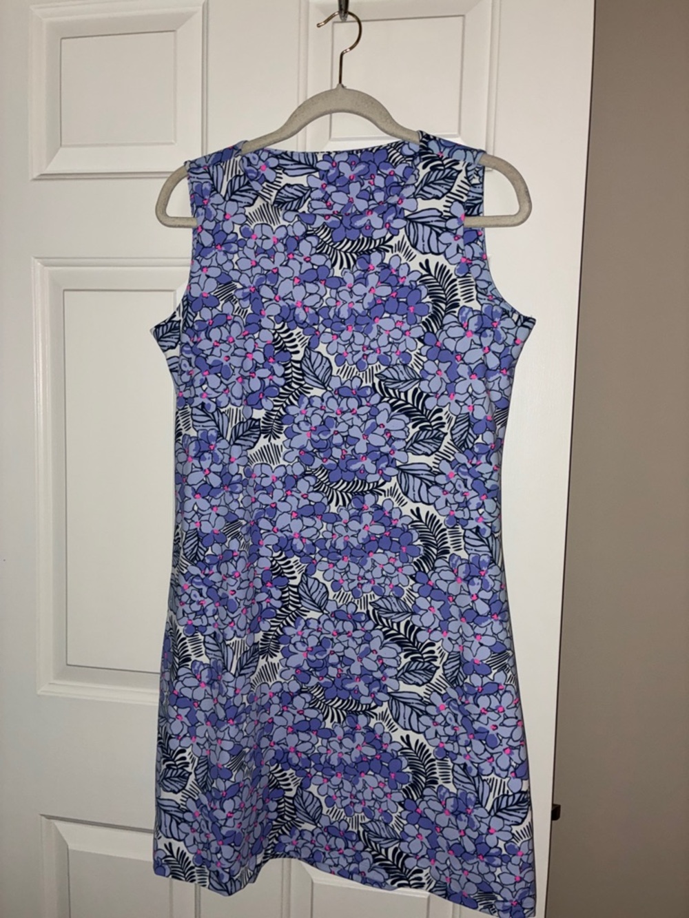 MAHI GOLD Lavender-Blue Floral Sleeveless Shift Dress Sz L - Picture 12 of 12